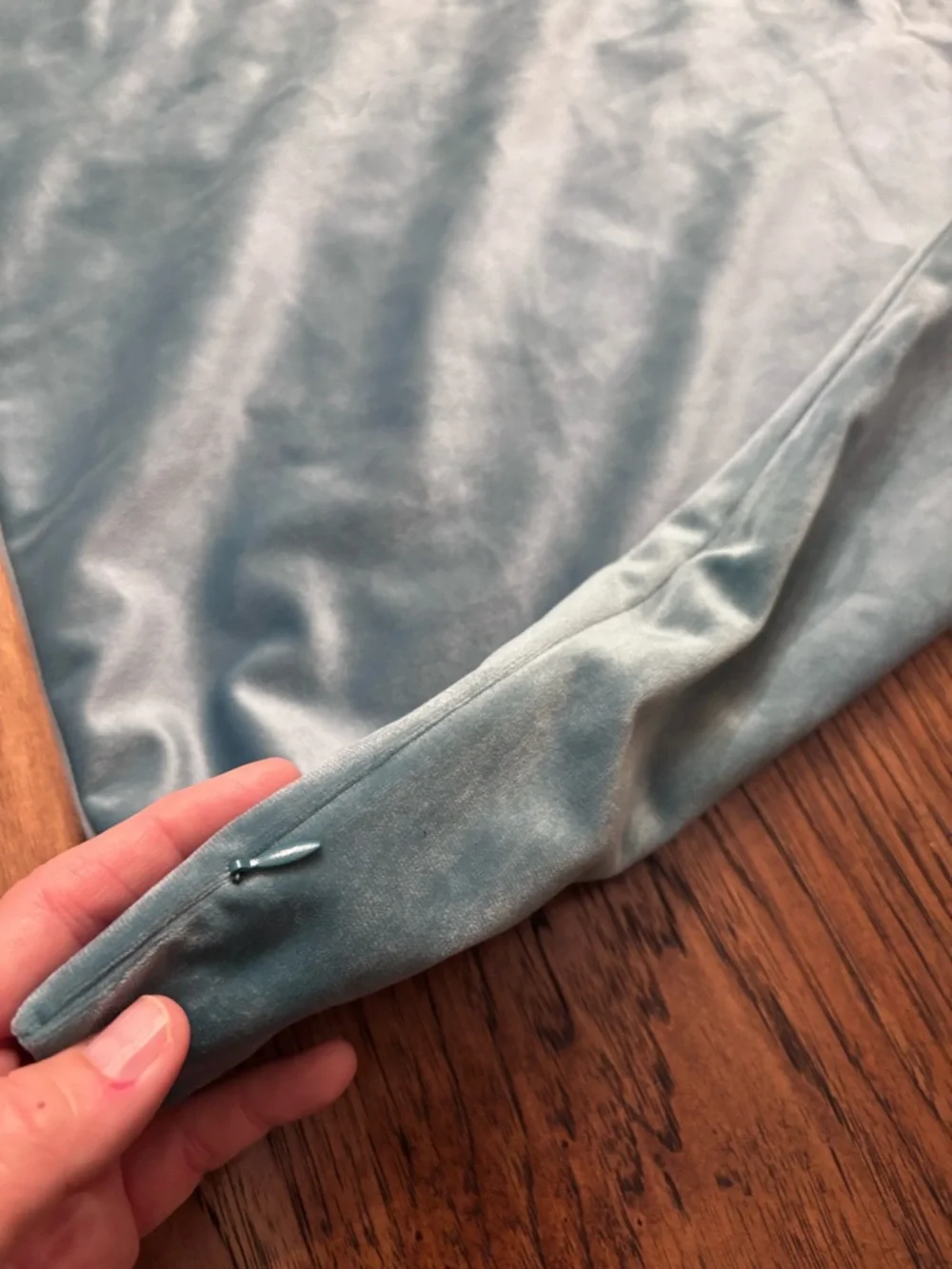Blue Gray Velvet Pillow Cover 26x26 Euro Zip Closure Luxe Coastal Modern Miulee